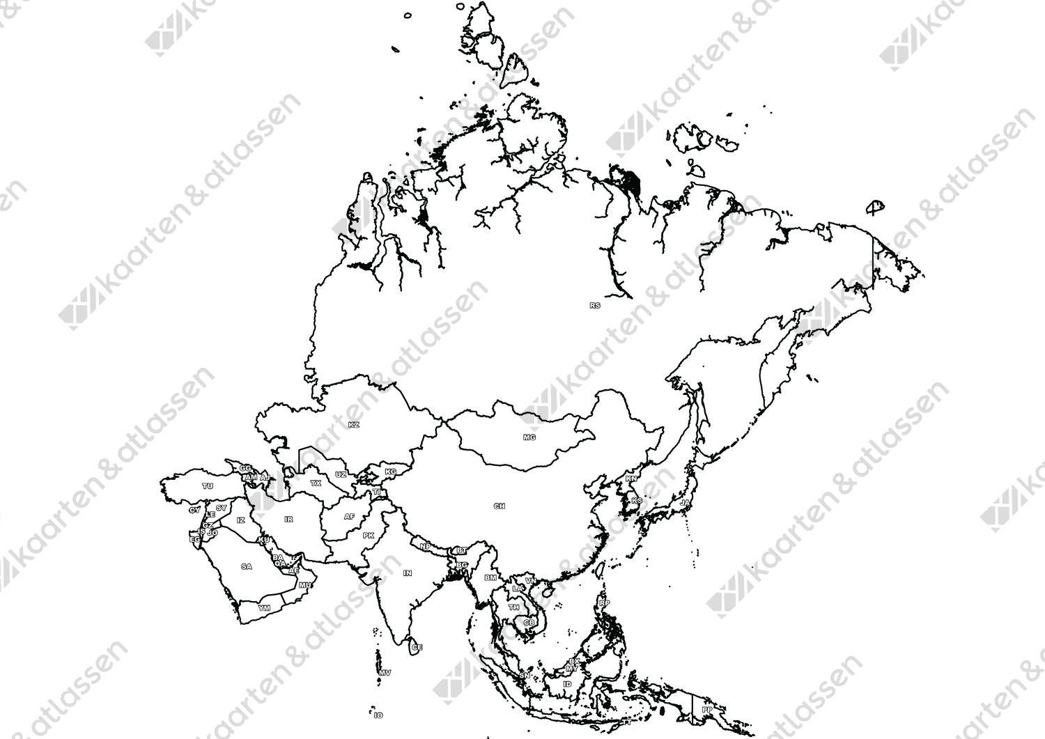 Gratis digitale kaart Azië