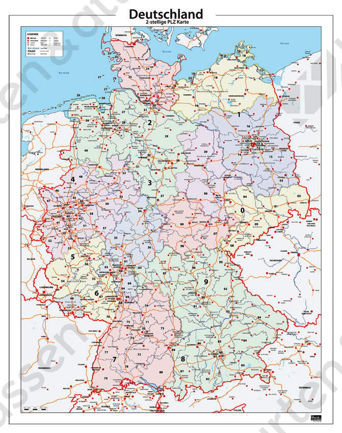 Postcodekaart Duitsland