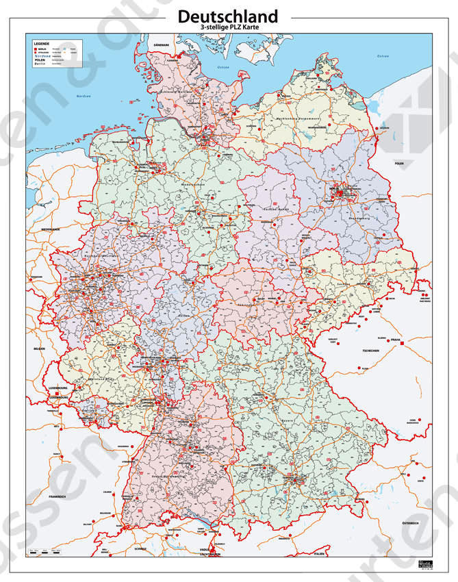 Postcodekaart Duitsland 