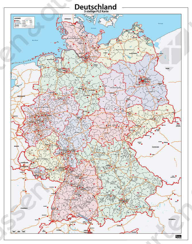 Postcodekaart Duitsland Postcodekaart Duitsland
