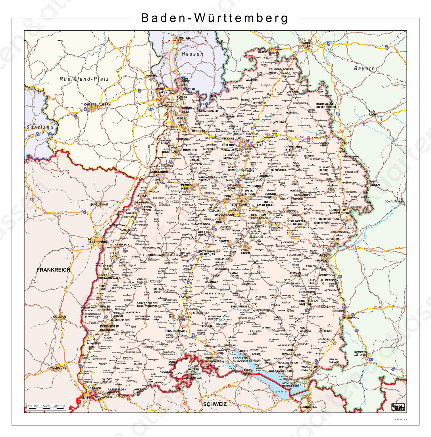 Baden-Württemberg 107 Digitale kaart Baden-Württemberg 107