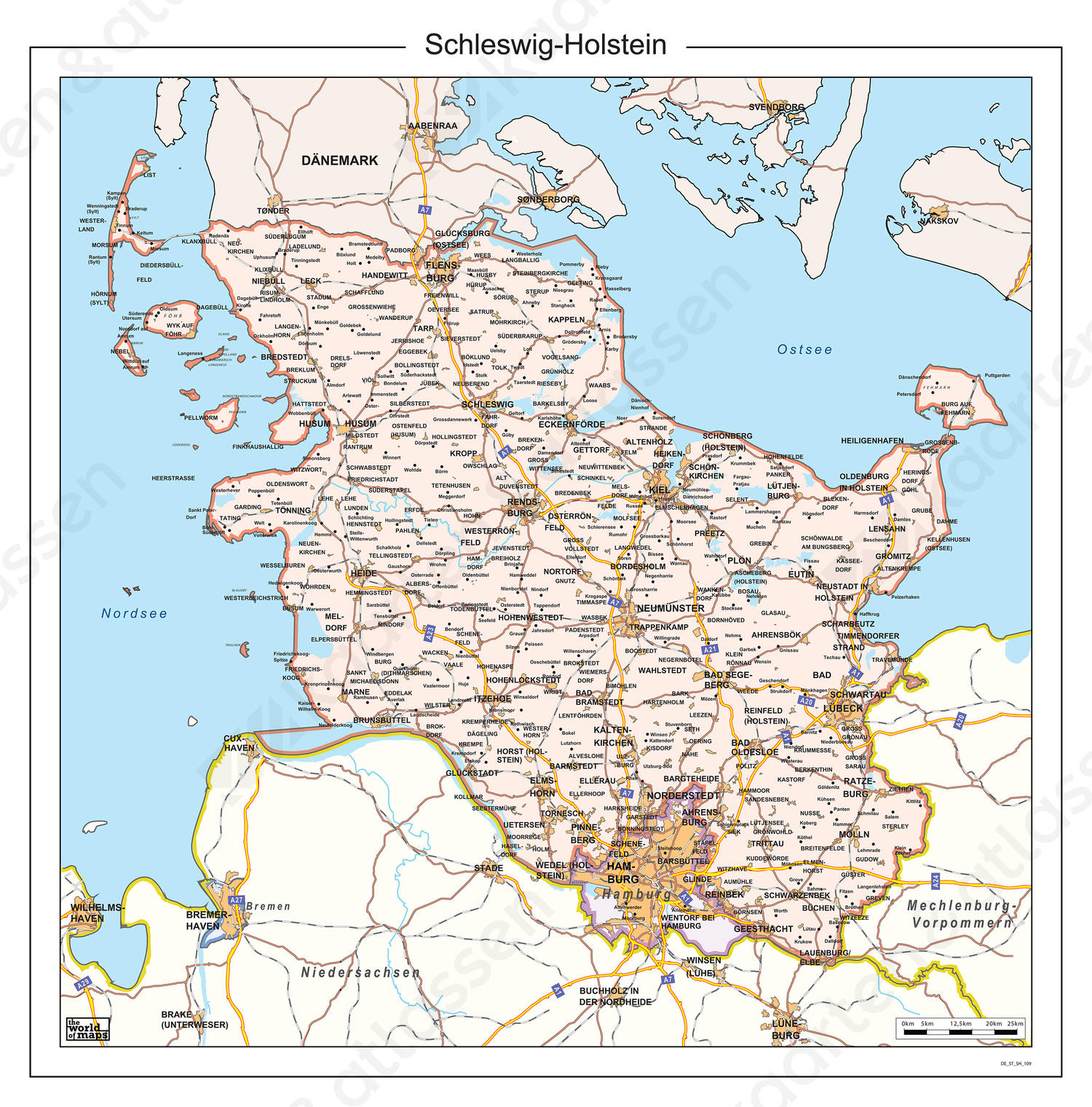 Schleswig-Holstein 109 Digitale kaart Schleswig-Holstein 109