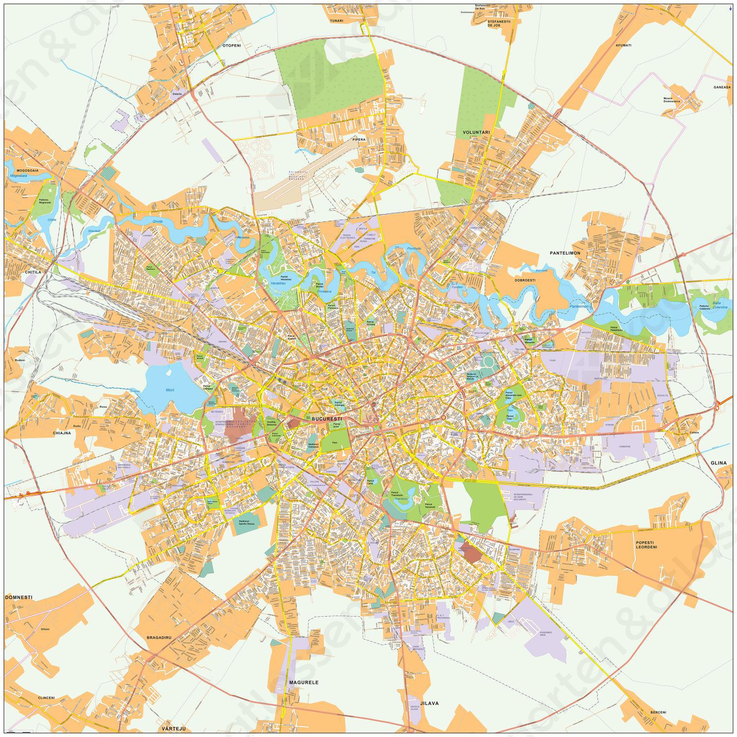 Digitale kaart Boekarest / Bucharest 473