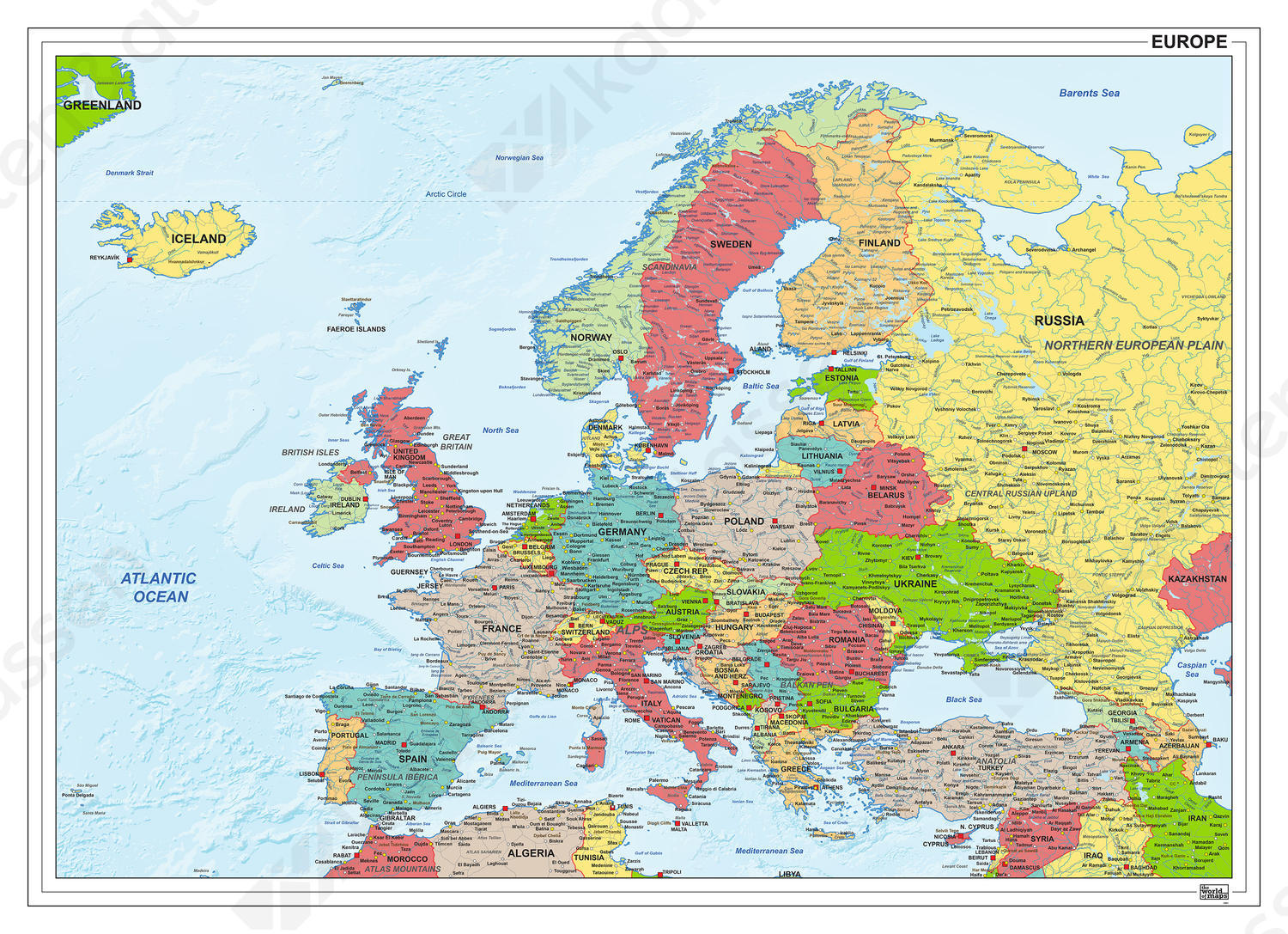 Werkloos Makkelijker maken Idioot Digitale kaart van Europa staatkundig 1281 | Kaarten en Atlassen.nl