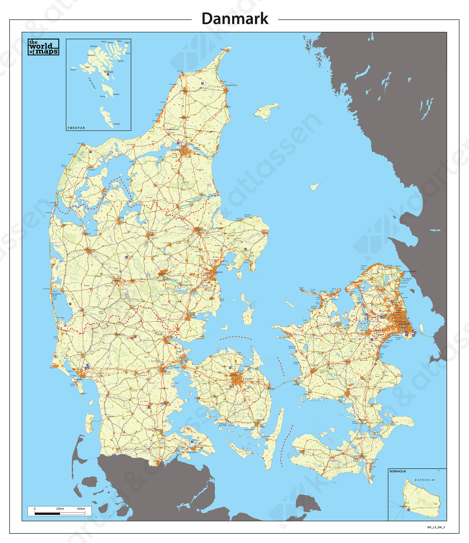 Basis kaart van Denemarken