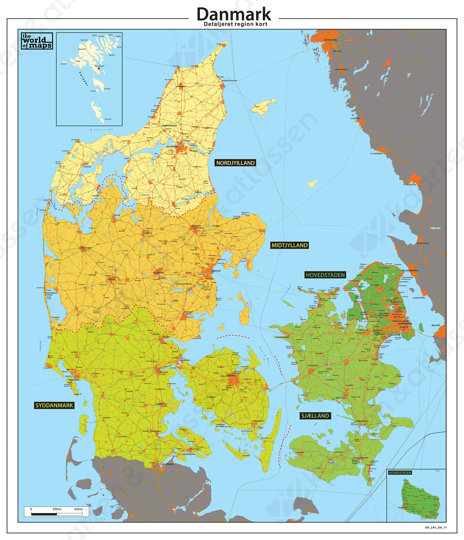 Digitale Regio kaart Denemarken 