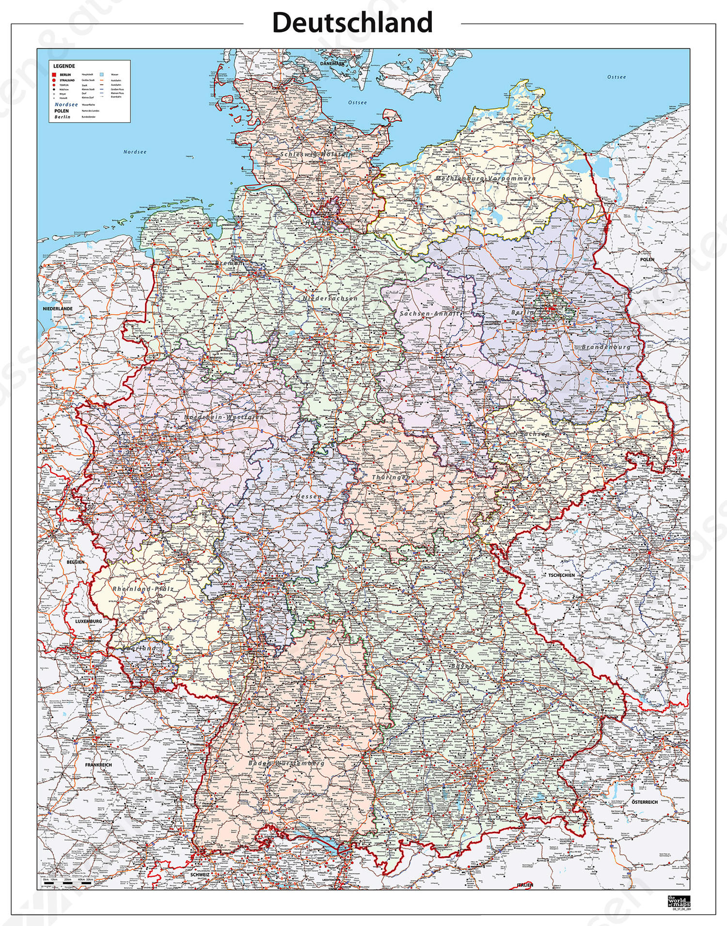 Duitsland kaart met contouren