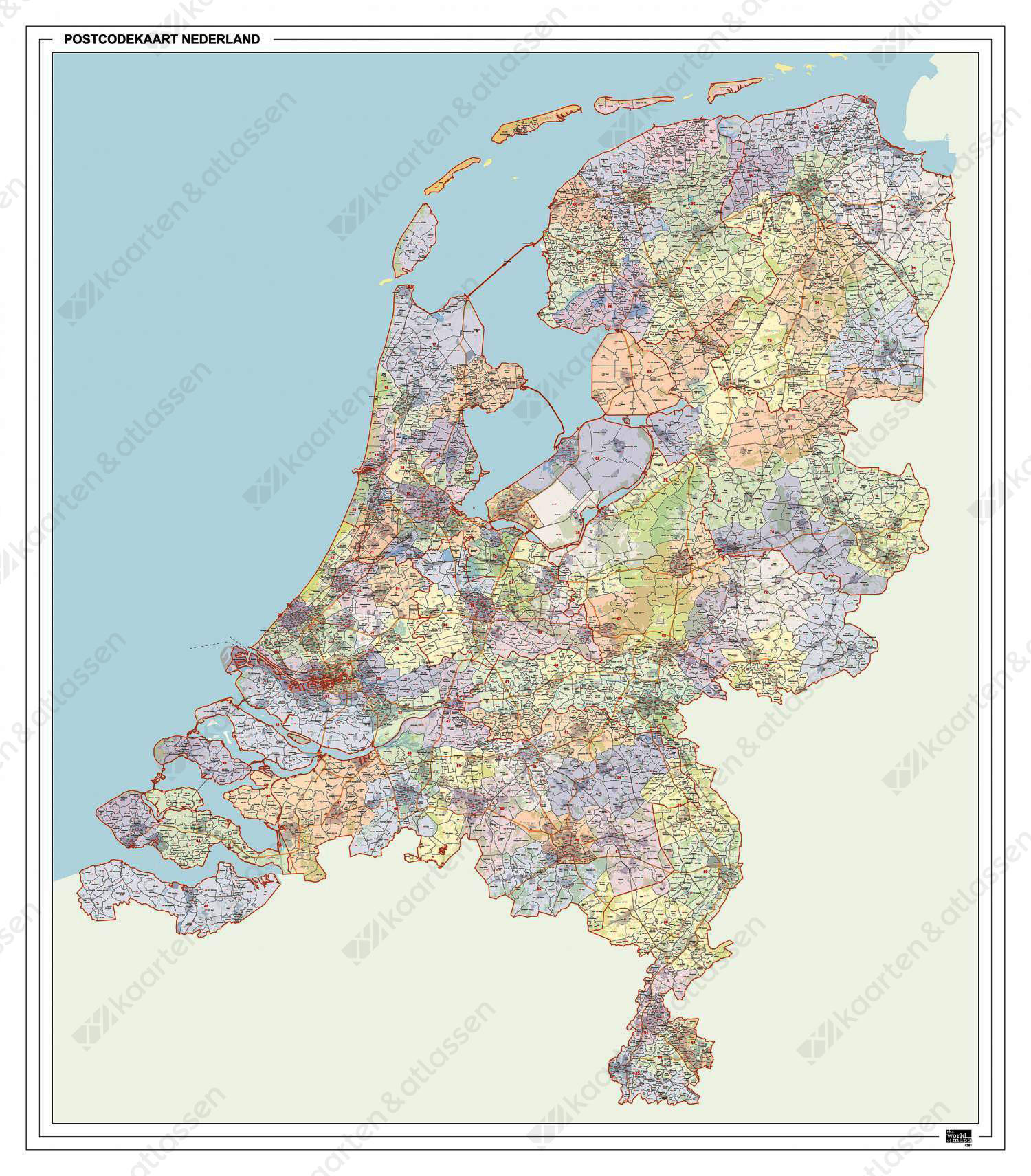 Digitale 2- en 4-cijferige Postcodekaart Nederland met Huishoudens XXL 1261