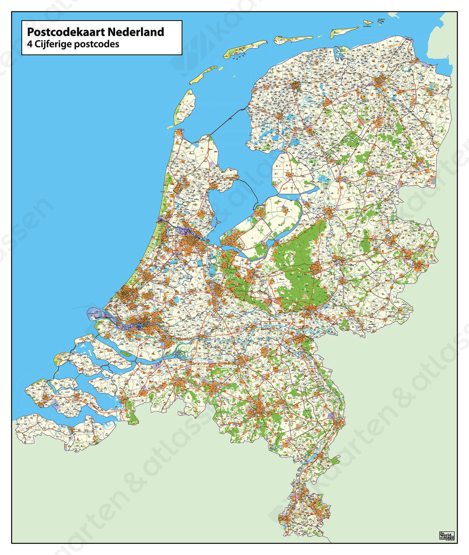 4-cijferige Postcodekaart Nederland 380 4-cijferige Postcodekaart Nederland 380