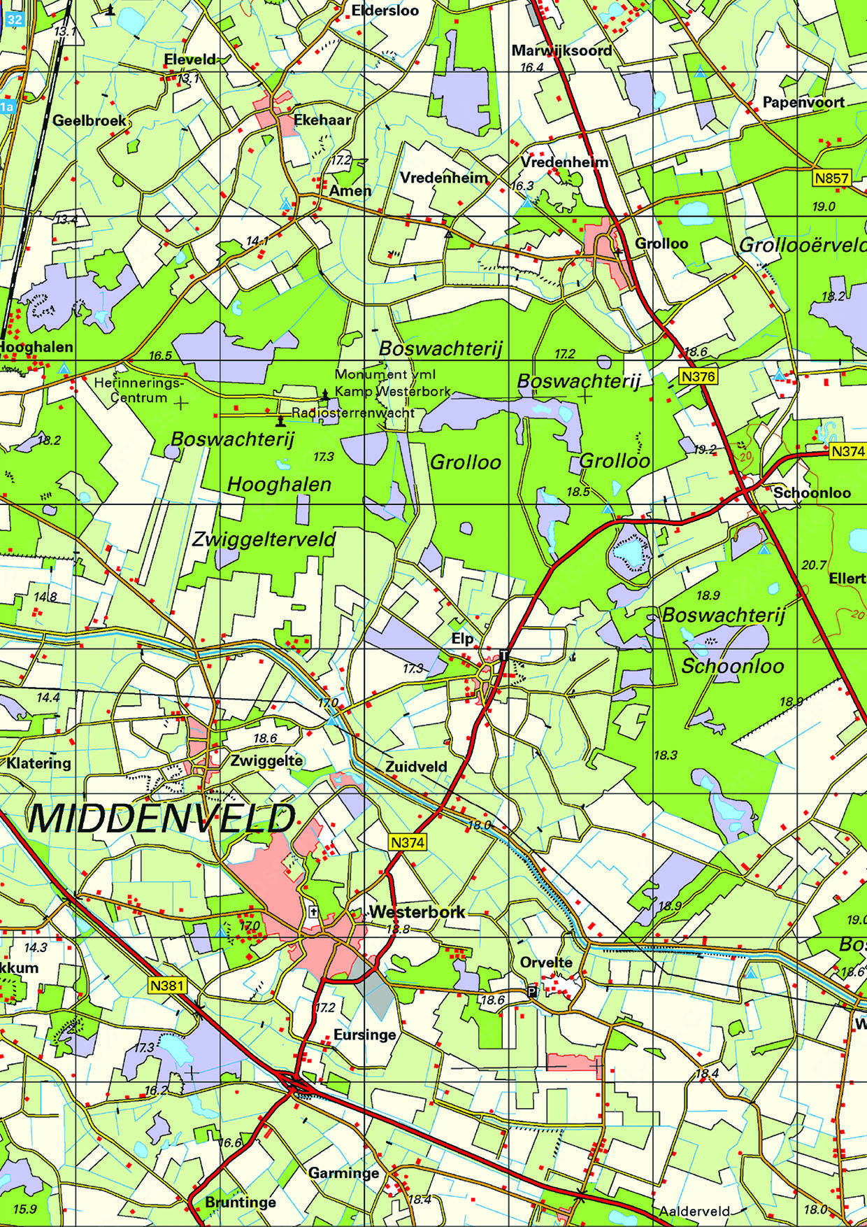 Topografische kaart Drenthe 1:100.000