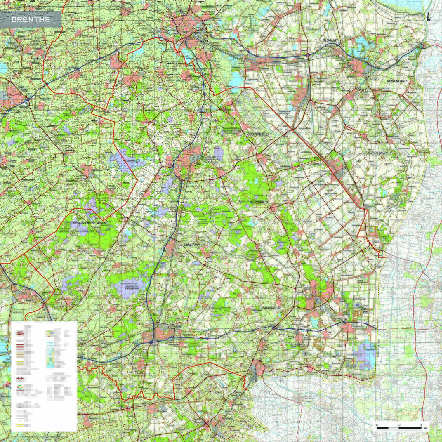 Topografische kaart Drenthe 1:100.000