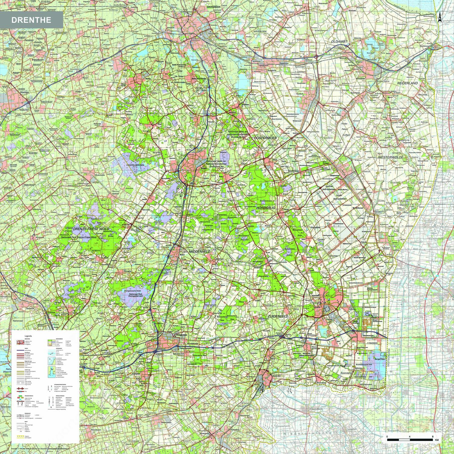 Topografische kaart Drenthe 1:100.000