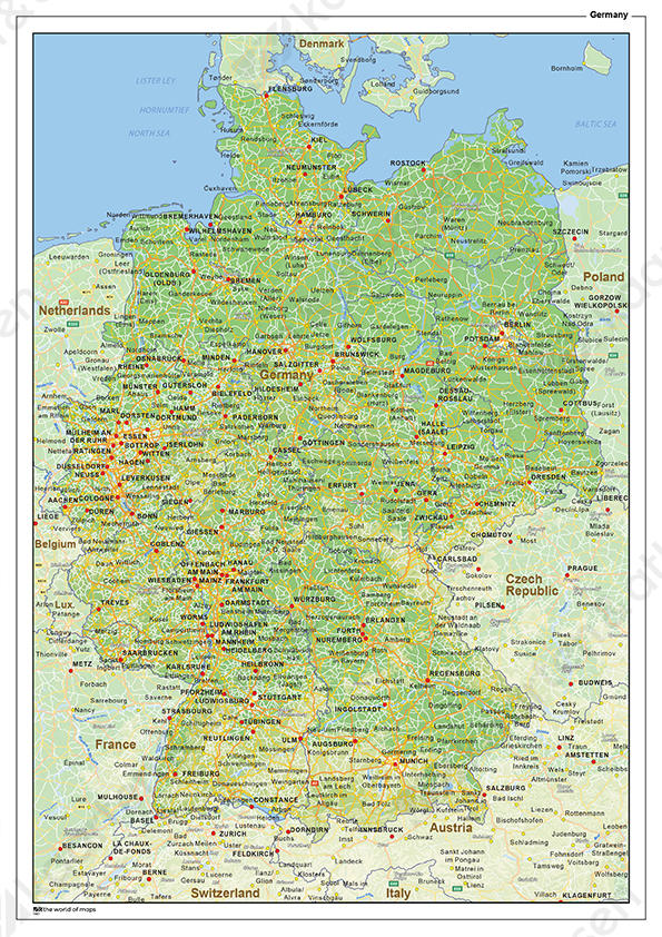 Natuurkundige landkaart Duitsland