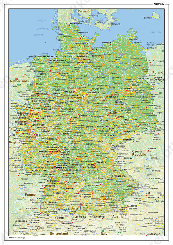 Natuurkundige landkaart Duitsland Natuurkundige landkaart Duitsland
