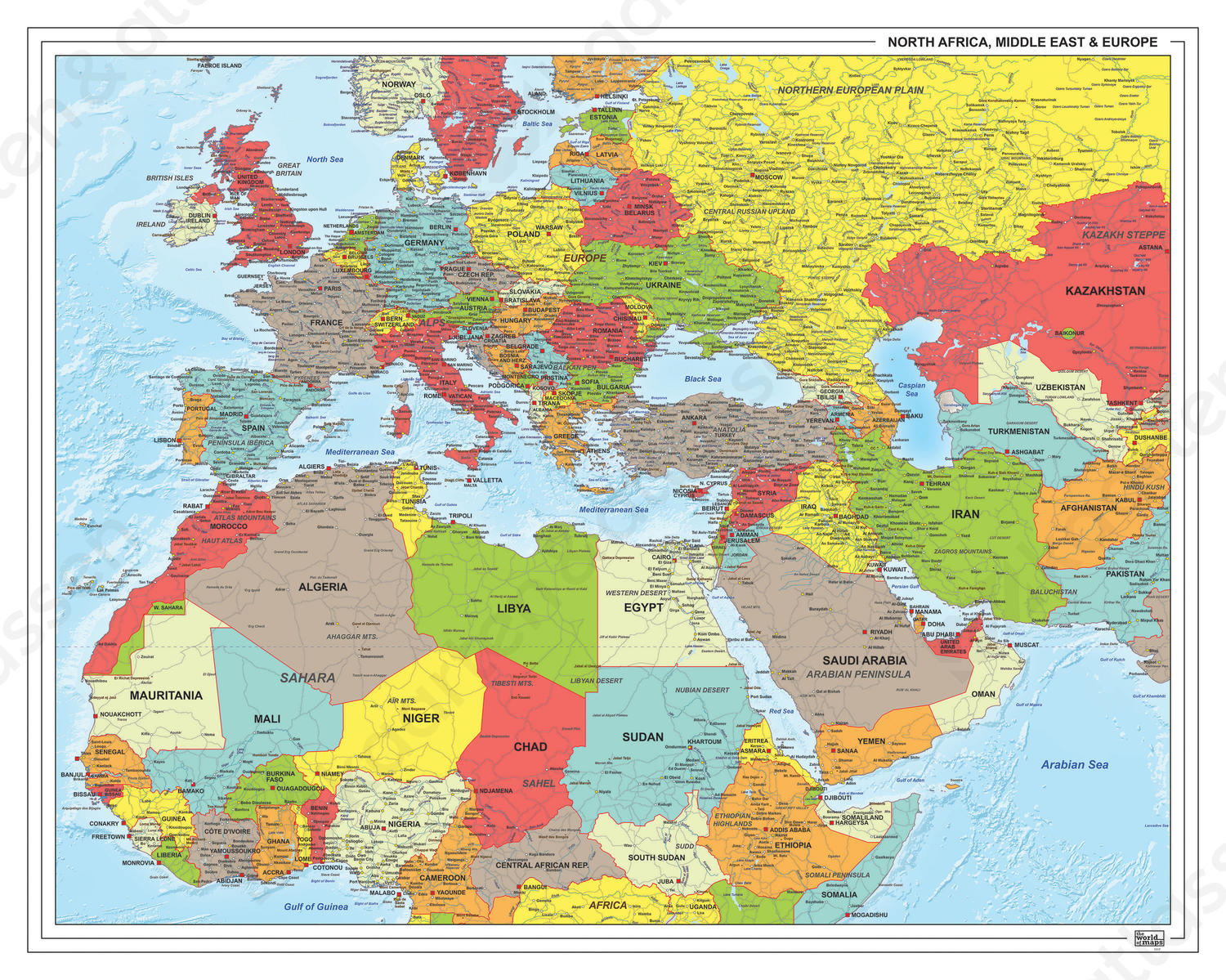 Noord-Afrika, Midden-Oosten en Europa Staatkundig 1317