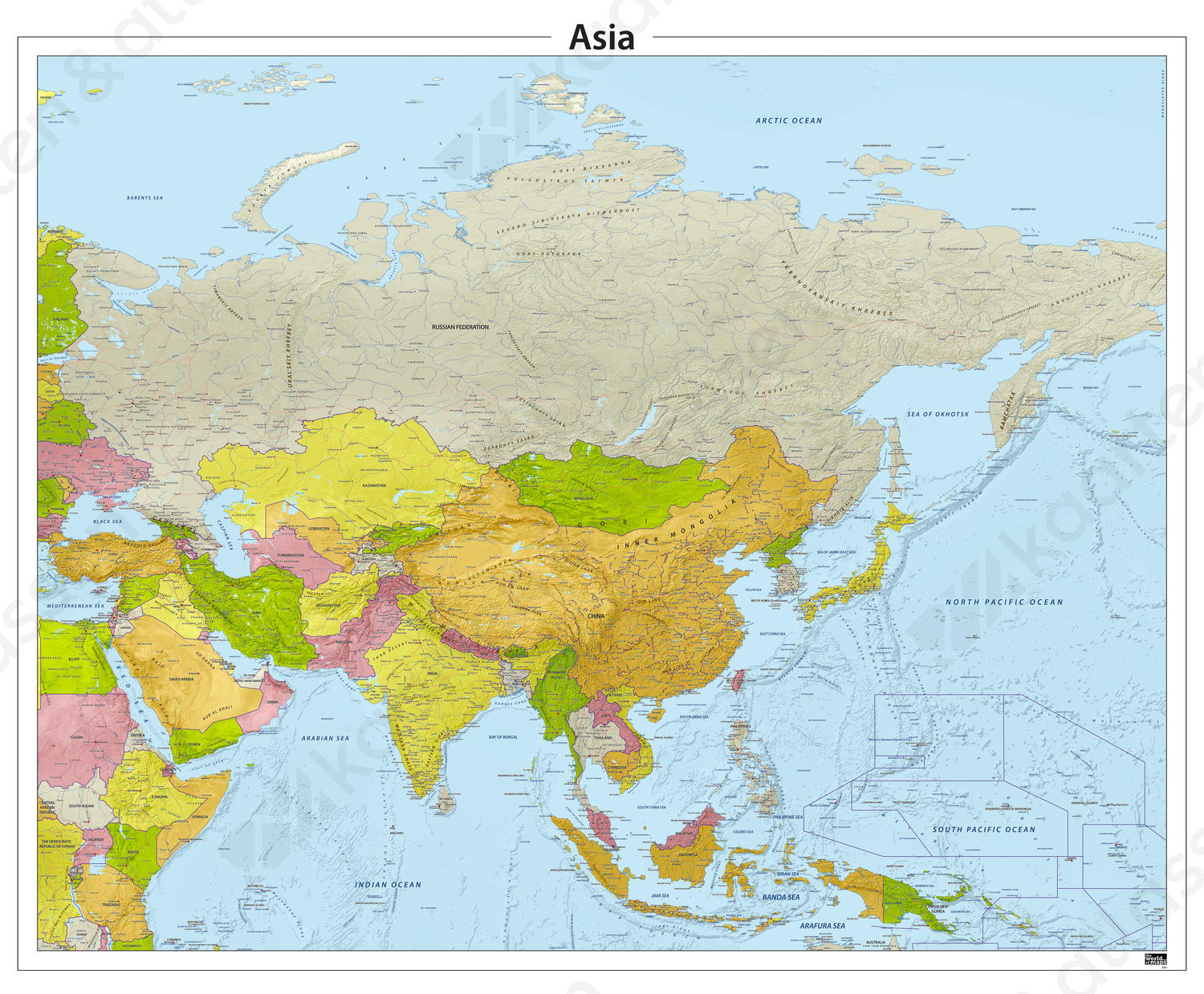 Azië reliëf kaart