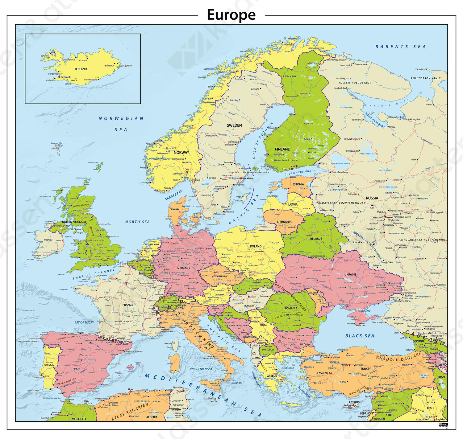 Digitale Europa staatkundige kaart 