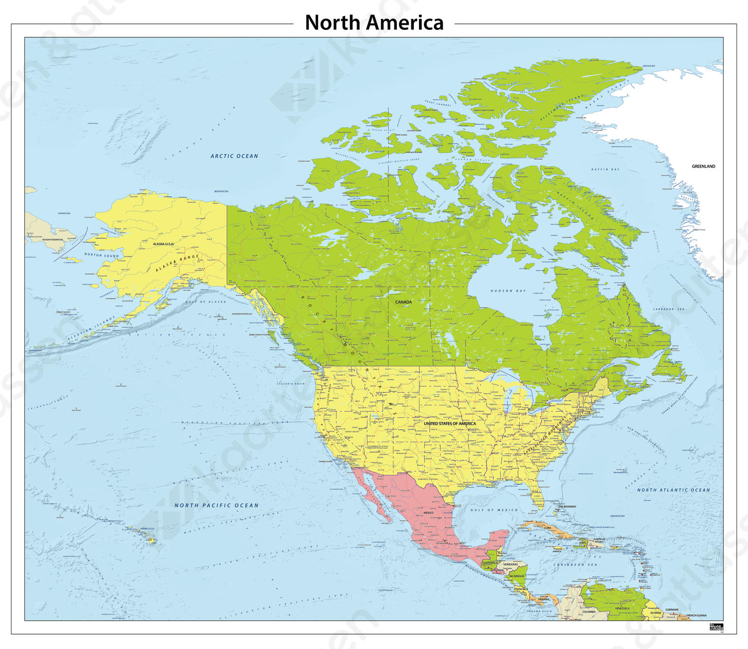 Digitale Noord Amerika Staatkundige Kaart 624 | Kaarten En Atlassen.Nl