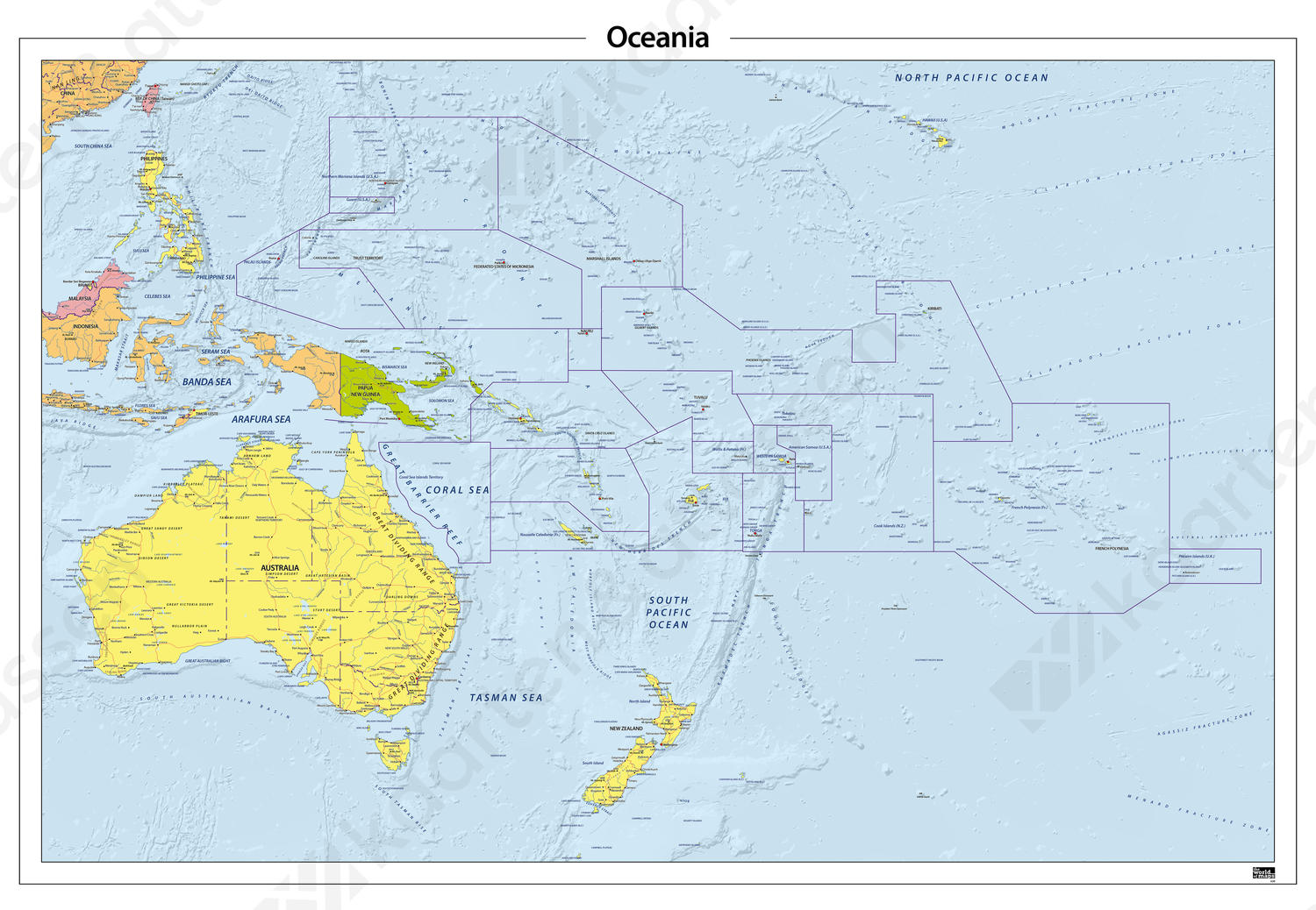 Oceanië staatkundige kaart Oceanië staatkundige kaart