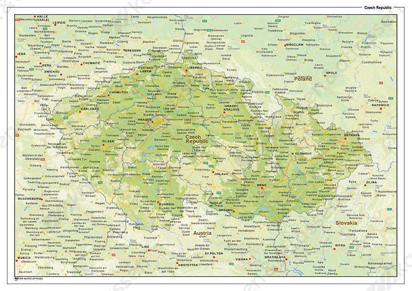 Natuurkundige landkaart Tsjechië
