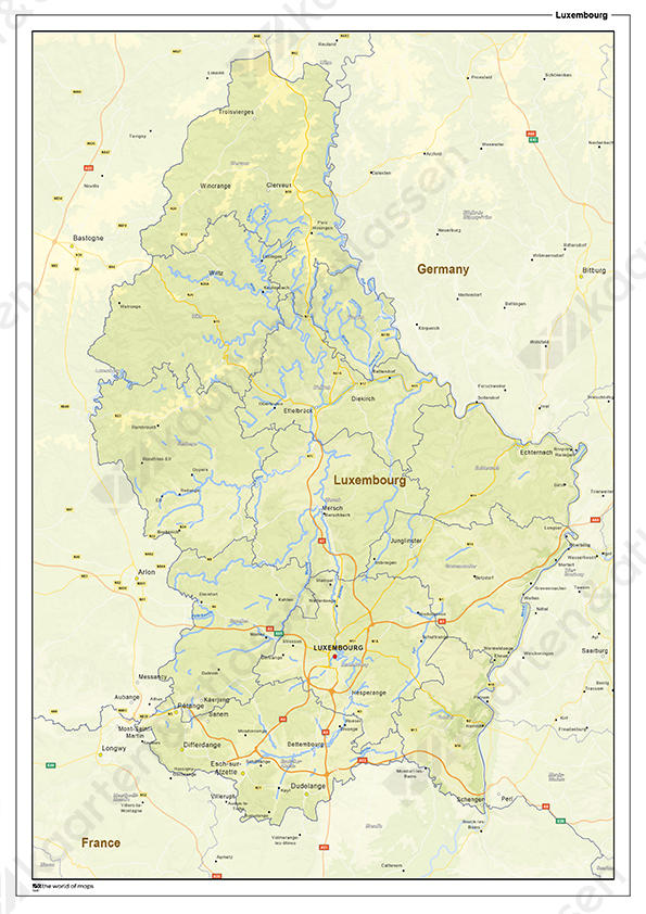 Natuurkundige landkaart Luxemburg
