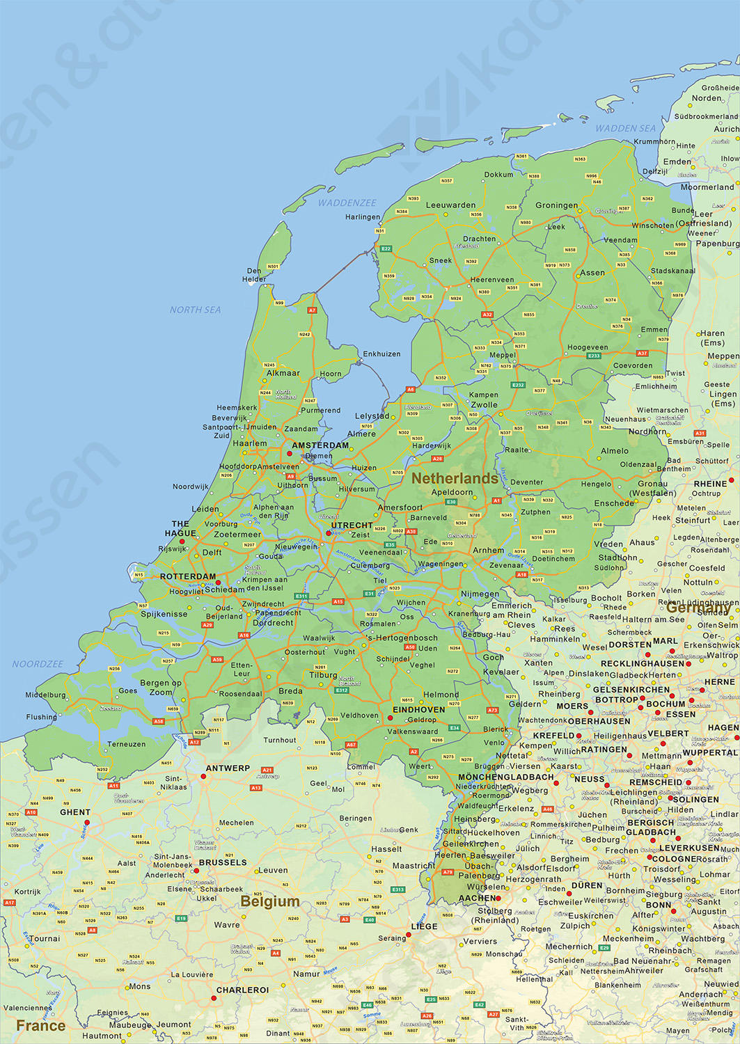 Natuurkundige landkaart Nederland