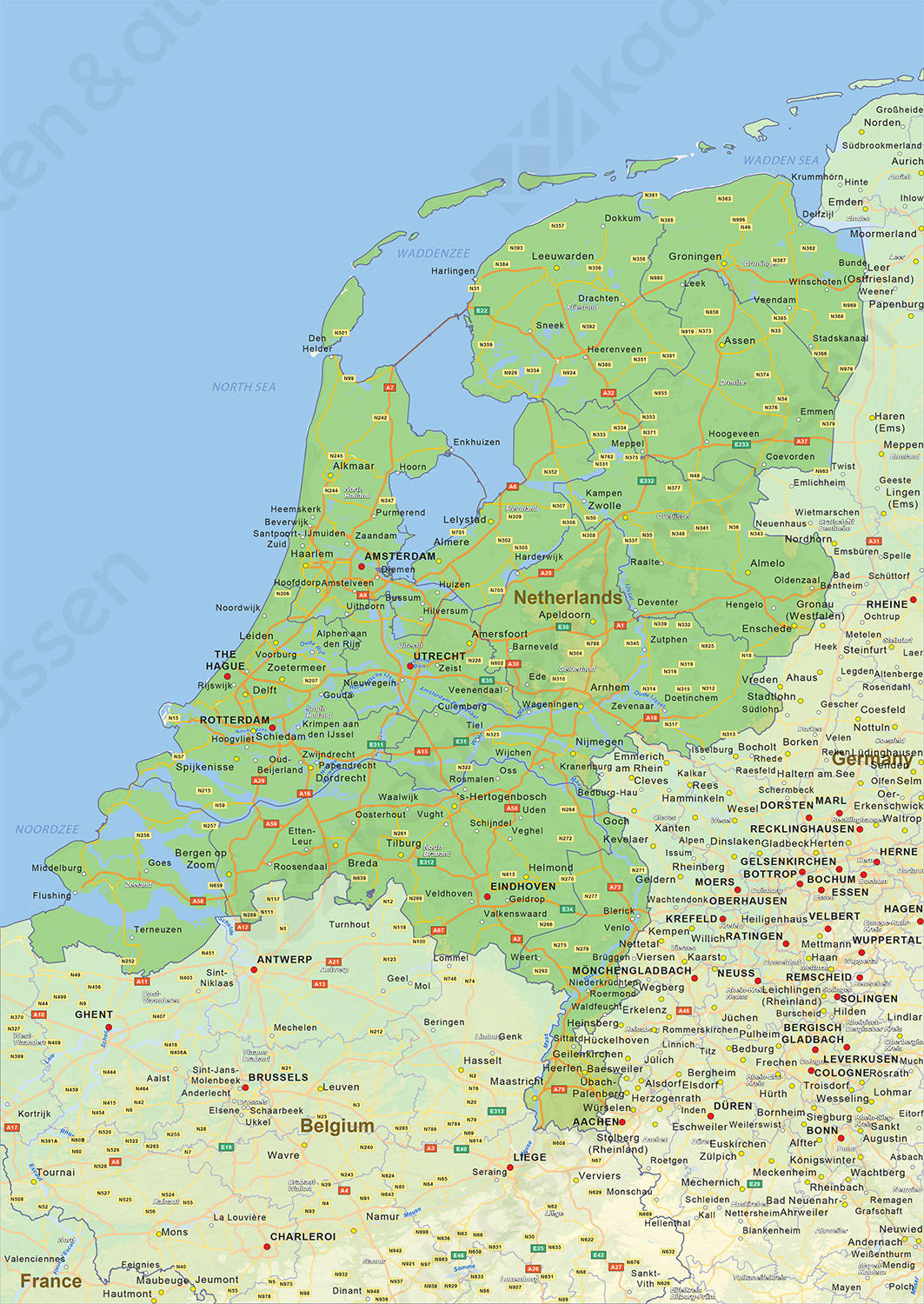 Natuurkundige landkaart Nederland Natuurkundige landkaart Nederland
