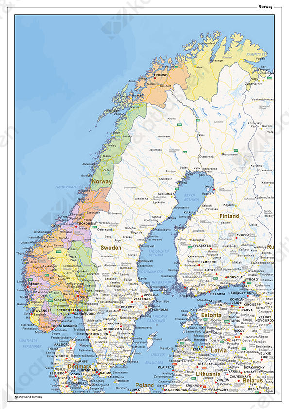 Staatkundige landkaart Noorwegen Staatkundige landkaart Noorwegen