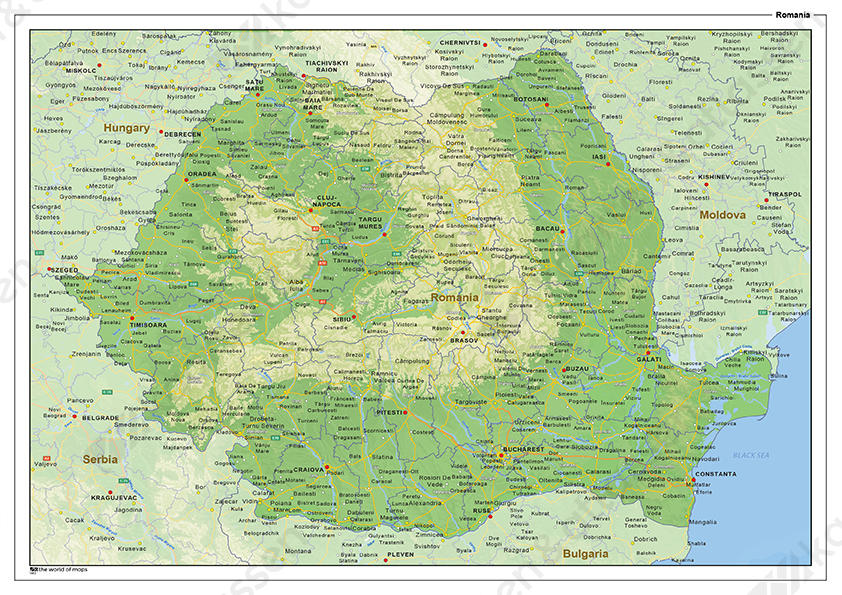 Natuurkundige landkaart Roemenië Natuurkundige landkaart Roemenië