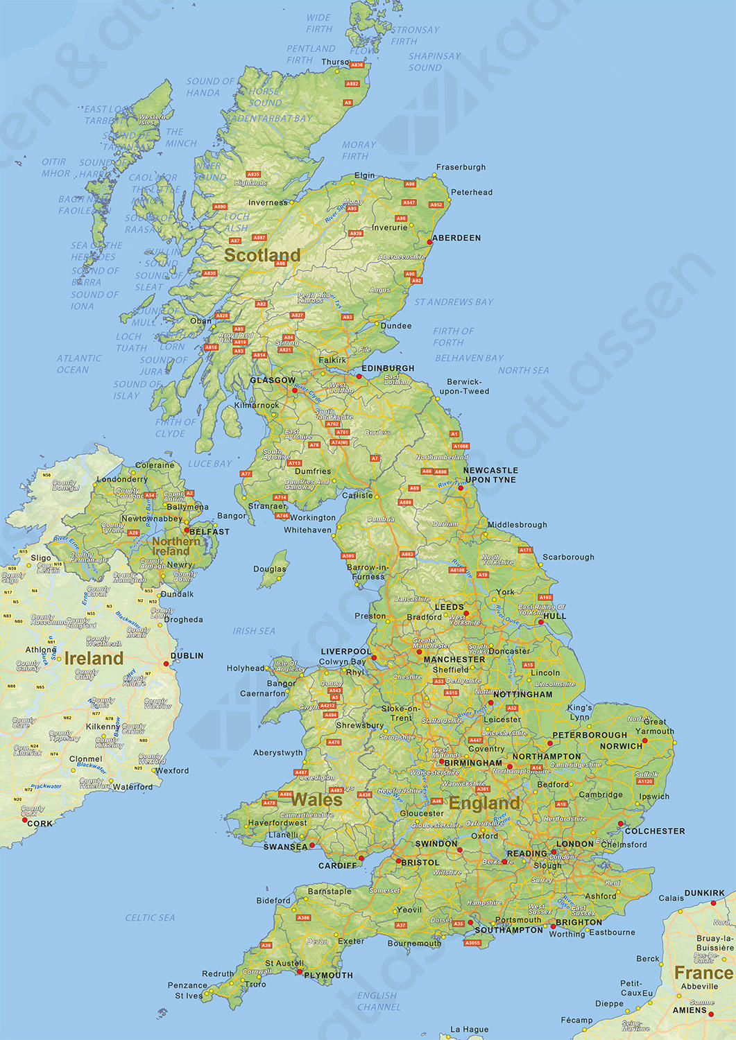 Natuurkundige landkaart United Kingdom Natuurkundige landkaart United Kingdom