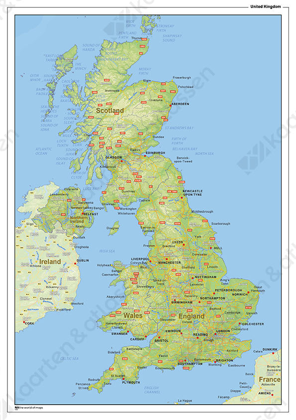 Natuurkundige landkaart United Kingdom