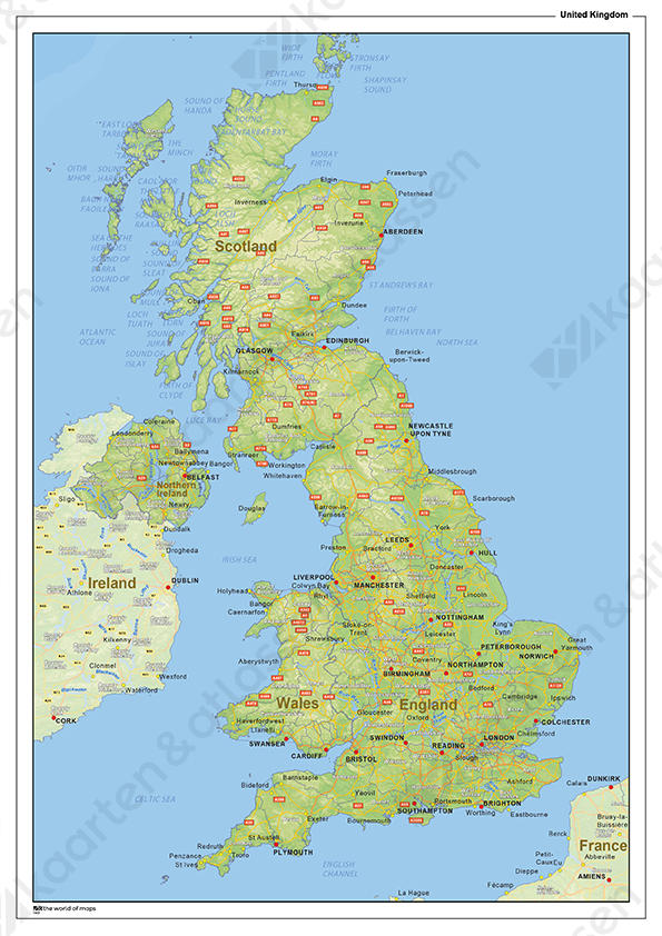 Natuurkundige landkaart United Kingdom Natuurkundige landkaart United Kingdom