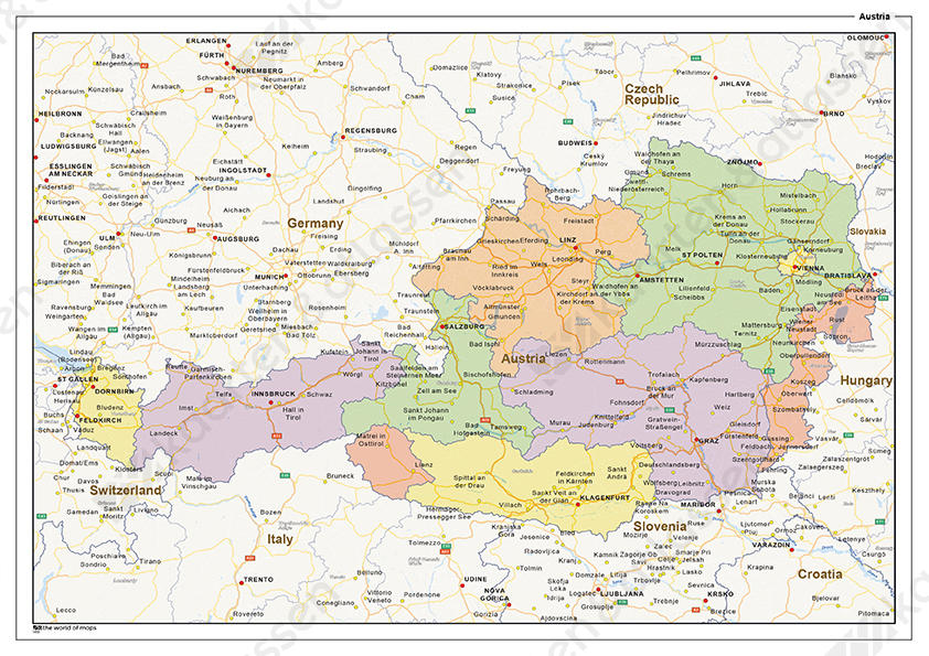 Staatkundige landkaart Oostenrijk