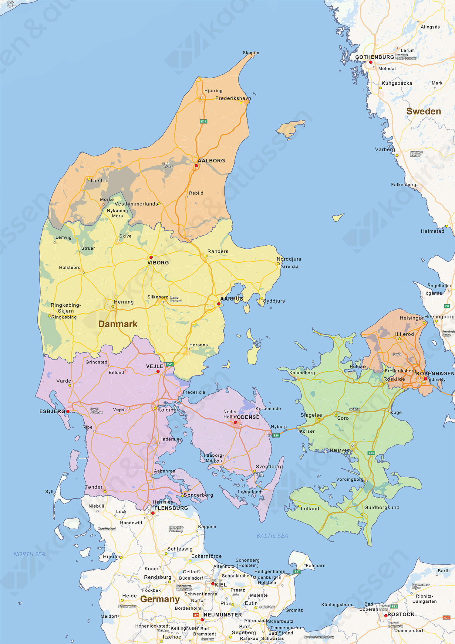 Staatkundige landkaart Denemarken 1430 | Kaarten en Atlassen.nl
