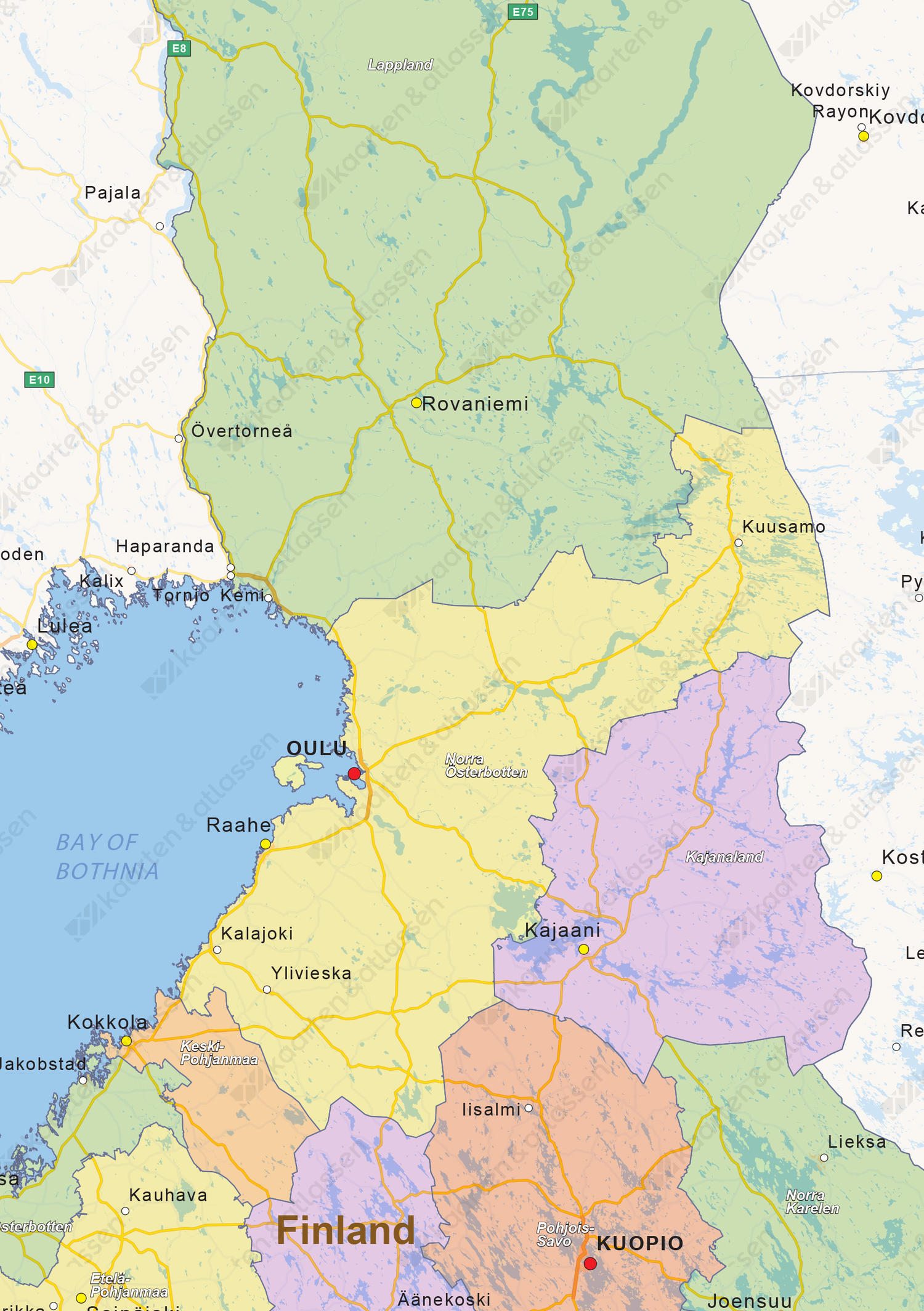 Natuurkundige landkaart Finland