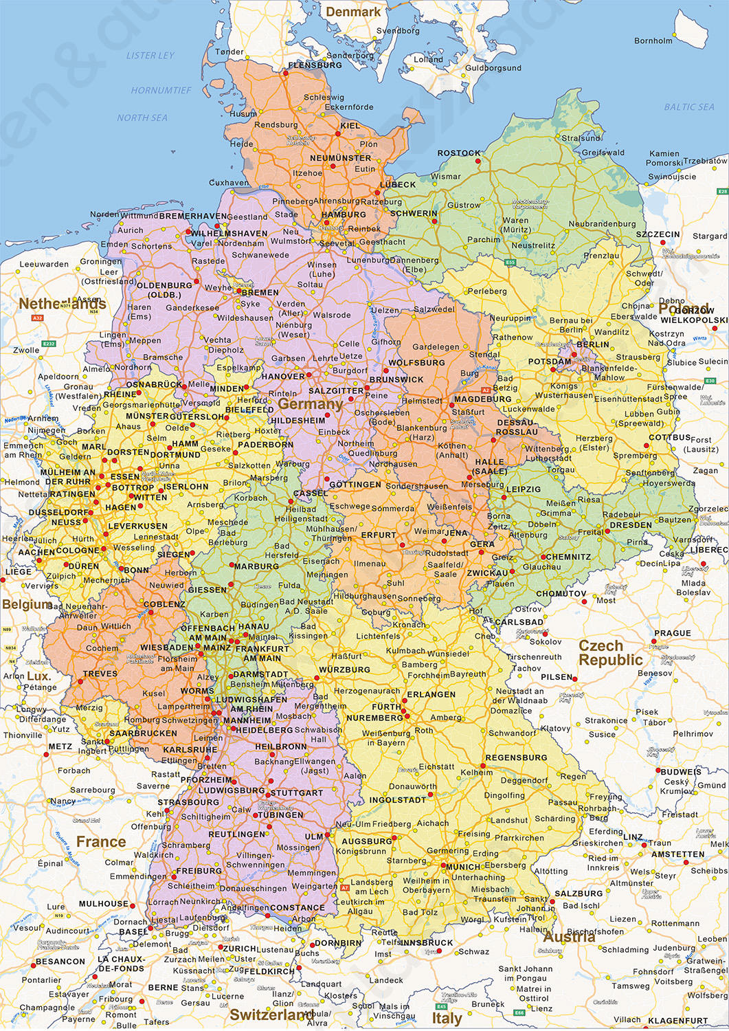 Digitale Staatkundige Landkaart Duitsland 1462 | Kaarten En Atlassen.Nl