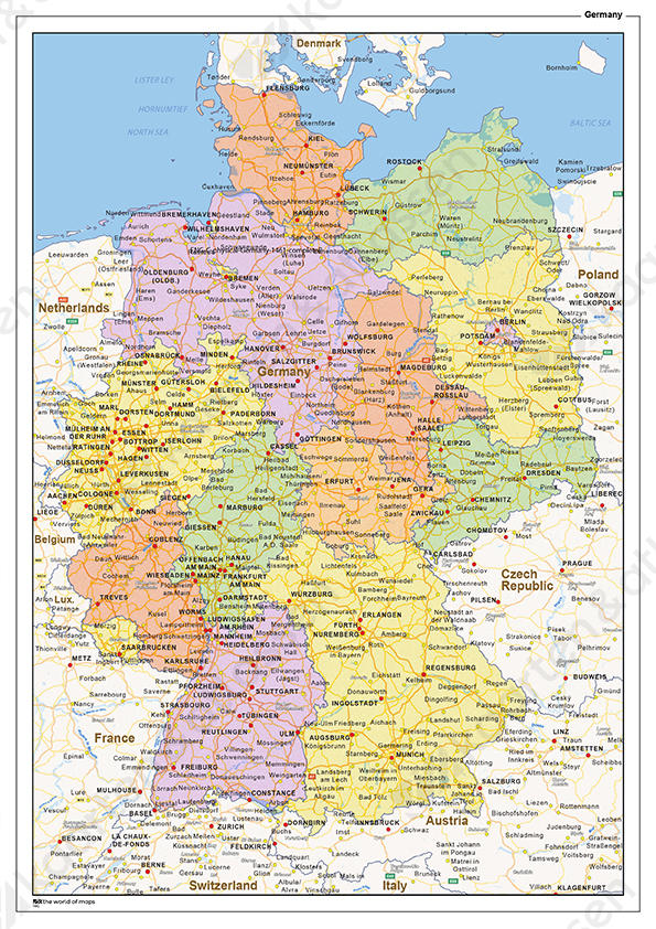 Staatkundige landkaart Duitsland Staatkundige landkaart Duitsland