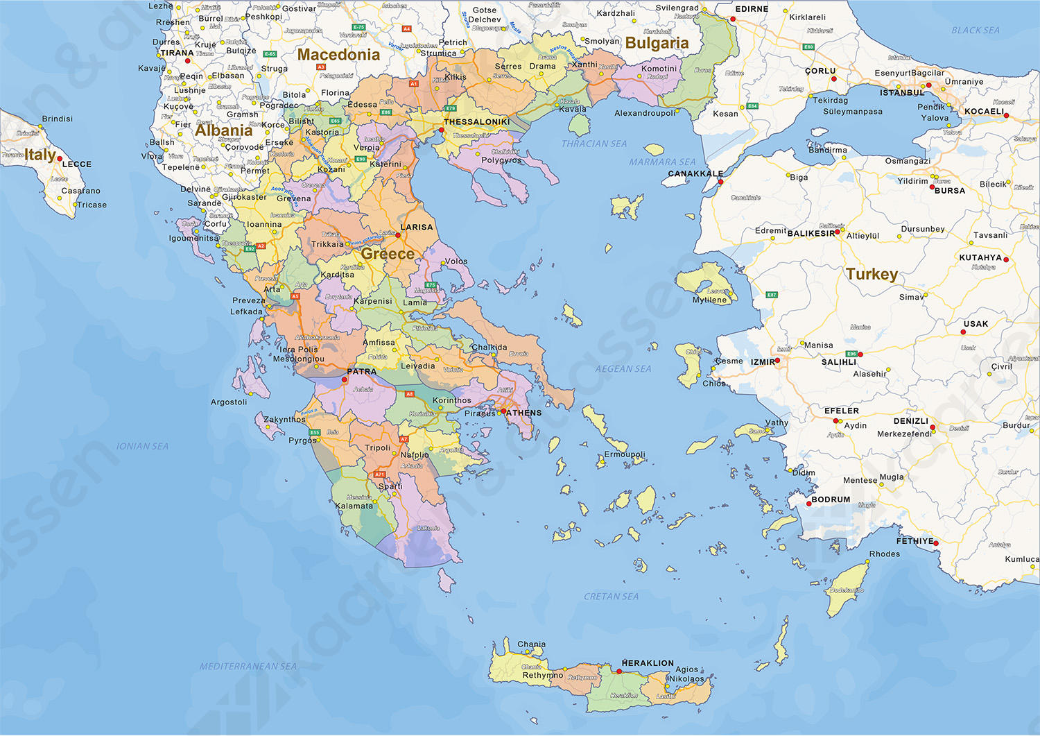 Staatkundige landkaart Griekenland