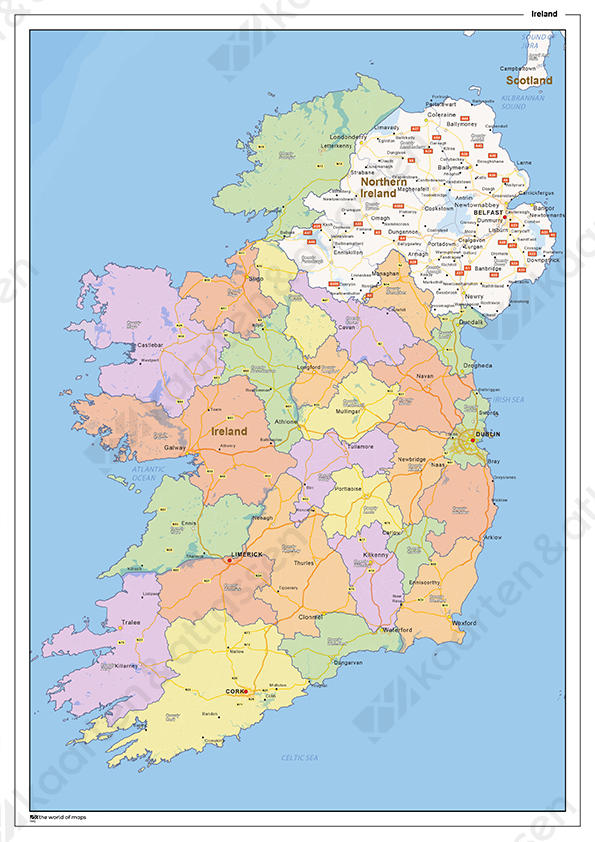 Staatkundige landkaart Ierland