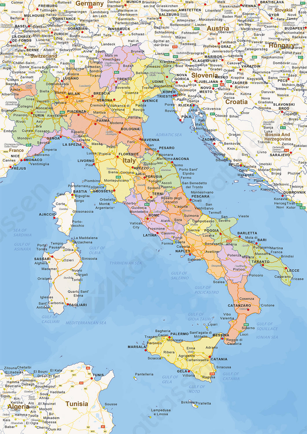 Digitale Staatkundige landkaart Italië 1444 | Kaarten en ...