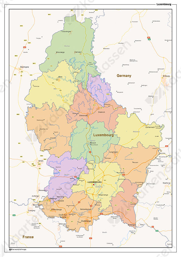 Staatkundige landkaart Luxemburg 
