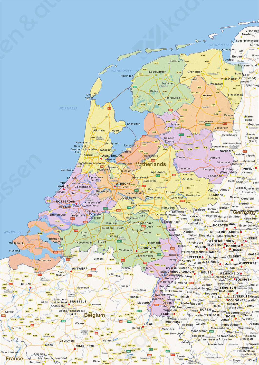 galop Snel Zeker Digitale Staatkundige landkaart Nederland 1452 | Kaarten en Atlassen.nl