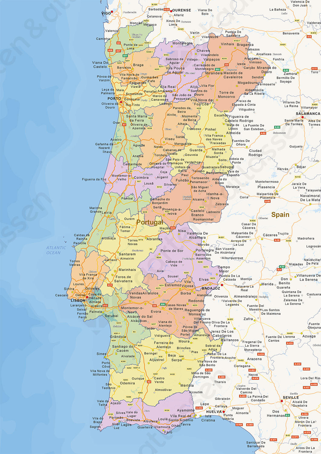 Staatkundige landkaart Portugal Staatkundige landkaart Portugal