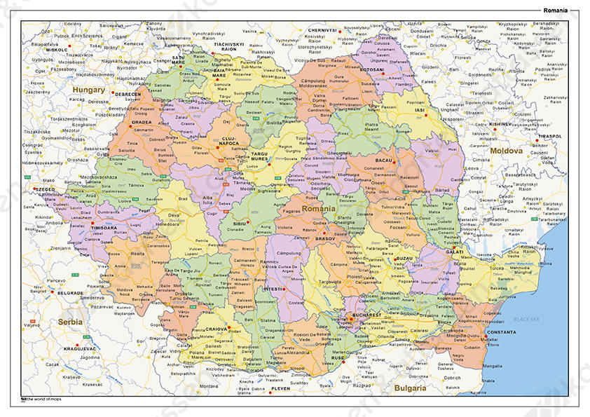Staatkundige landkaart Roemenië Staatkundige landkaart Roemenië