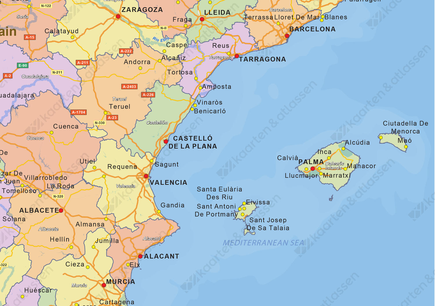 Staatkundige landkaart Spanje 1466 | Kaarten en Atlassen.nl
