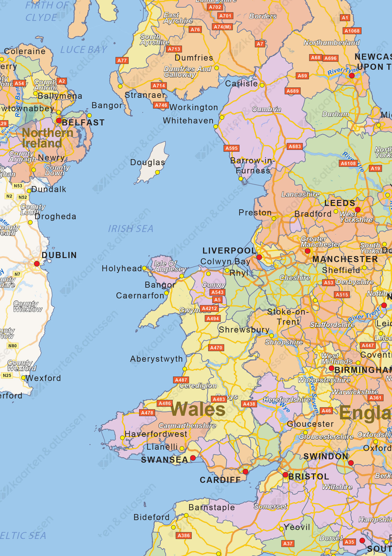 Staatkundige landkaart United Kingdom