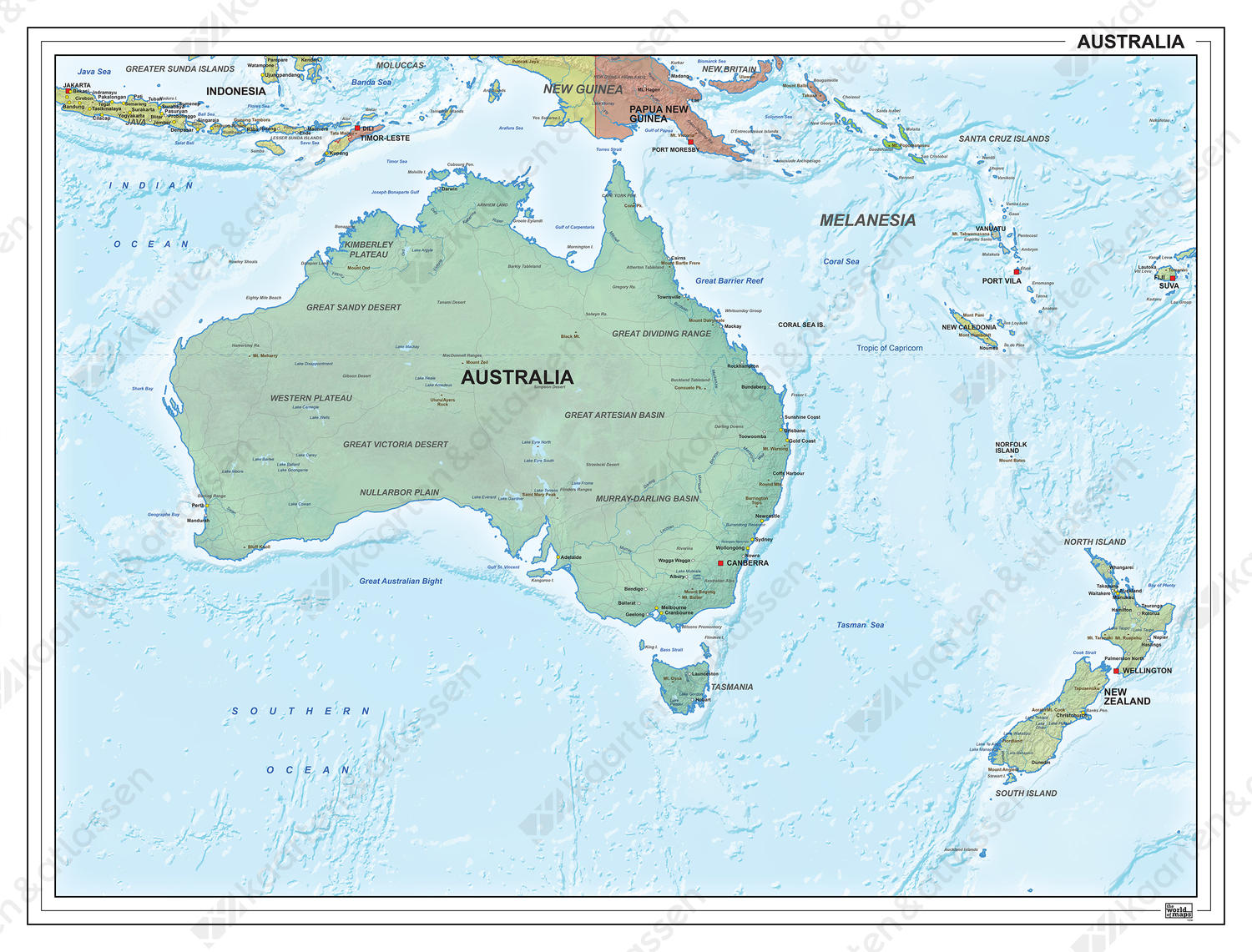 Australië staatkundig met reliëf 1314 Australië staatkundig met reliëf 1314