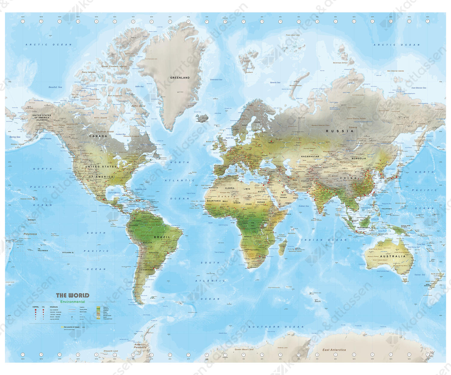 Environmental wereldkaart met veel details