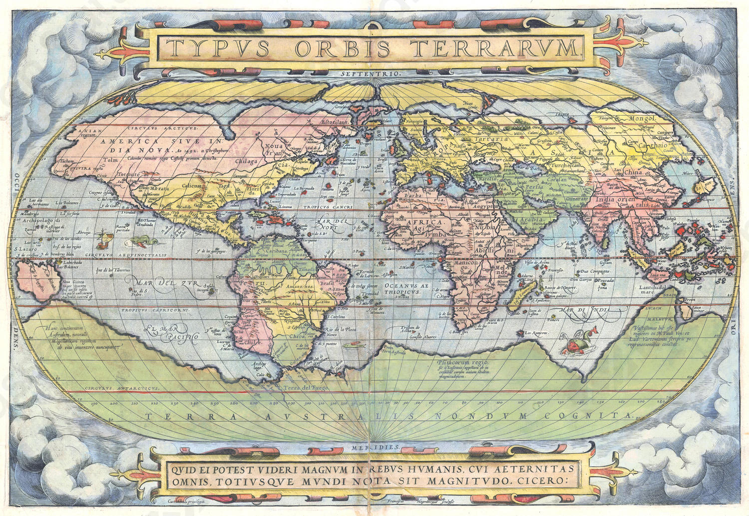 Digitale Wereldkaart Abraham Ortelius 