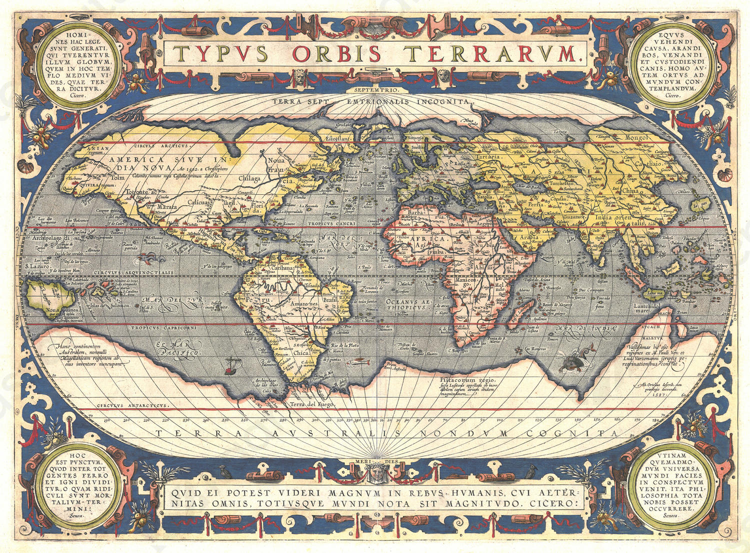 Wereldkaart Abraham Ortelius Wereldkaart Abraham Ortelius